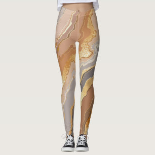Legging Elegante Dourado Marble: Fundo Estilizado.