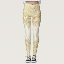 Elegante Dourado na Legagem de Cream Floral Henna