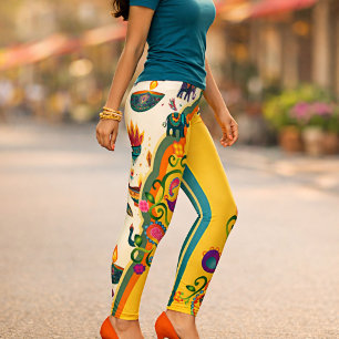 Legging Elegante Elefante Padrão Indiano Boho