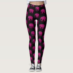 Legging Elegante elefante rosa quente brilhante padrão bri