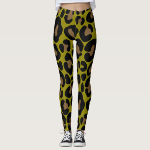 Legging Elegante estampa de leopardo verde oliva e preto