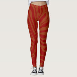 Legging elegante estampa de zebra bege e vermelho