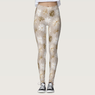 Legging Elegante Exercício de Ioga com Acênto de Margarida