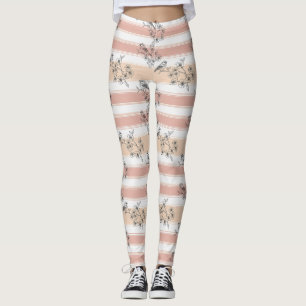 Legging Elegante Flor de Pêssego Listrado Pássaro (5)
