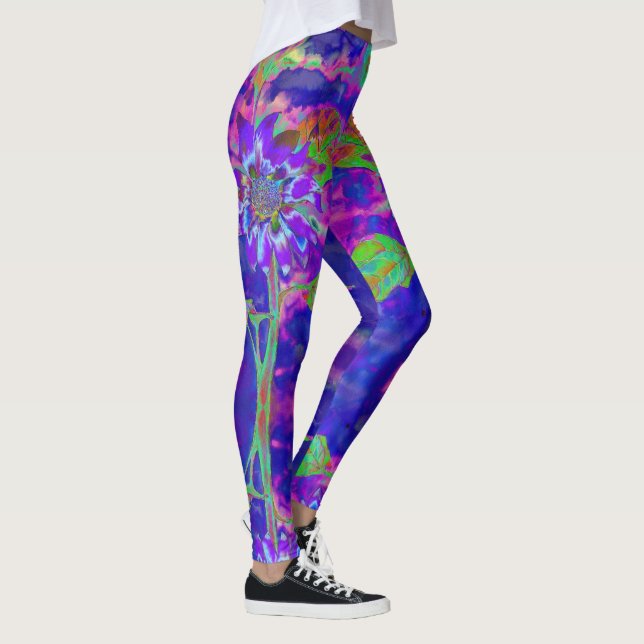 Legging Elegante girassol roxo abstrato (Direita)