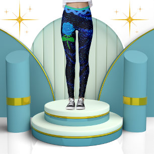 Legging Elegante Girly Marinho Blue Sparkle Abstrato