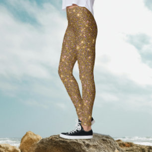 Legging Elegante Glitter Dourado Shiny Sparkle Partido Lux