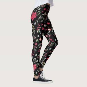 Legging Elegante Green Dourada Leaves e Red Holly Berries