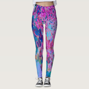 Legging Elegante Hortênsia Limelight Azul Escuro e Magenta