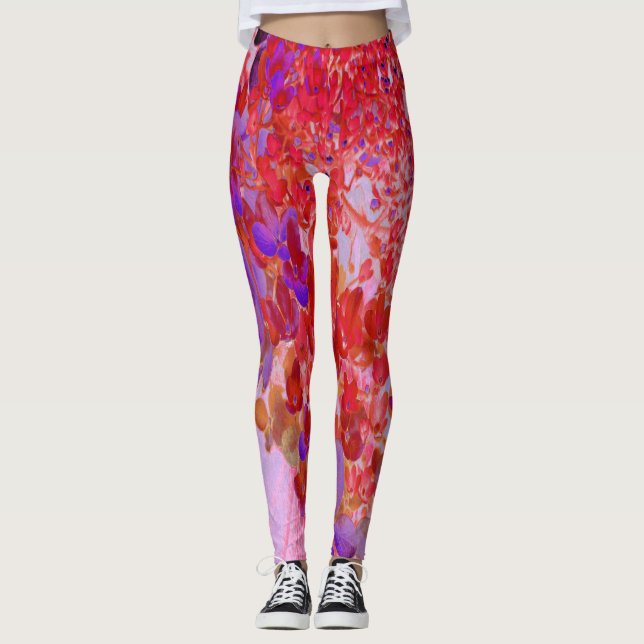 Legging Elegante Hydrangea Limelight Roxa e Laranja (Frente)