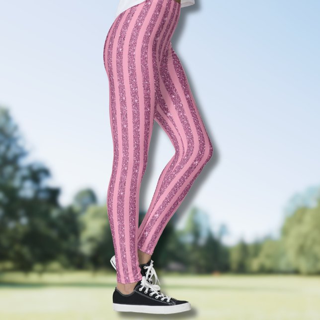 Legging Elegante Listras Verticais Rosa com Brilho (Criador carregado)