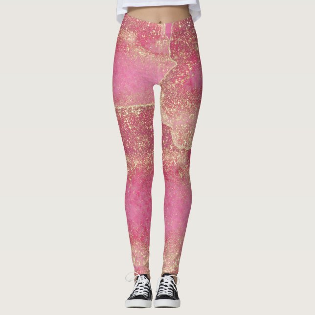 Legging Elegante Moderno Cinza Rosa Glitter Gelifica Legge (Frente)