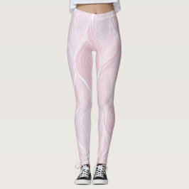 Legging Elegante Padrão Abstrato de Rosa Bege Pastel Ondul