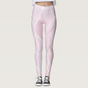 Legging Elegante Padrão Abstrato de Rosa Bege Pastel Ondul