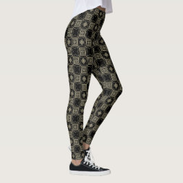 Legging Elegante Padrão de Azulejos Quadrados Art Déco em