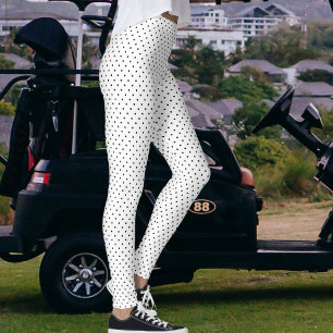 Legging Elegante padrão de bolinhas brancas e pretas