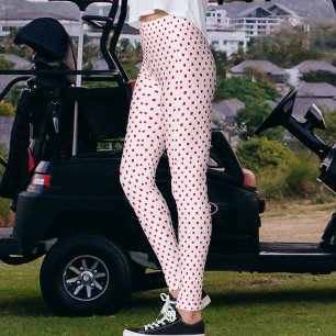 Legging Elegante padrão de bolinhas rosa rubro