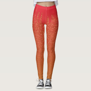 Legging elegante padrão de brilho em rosa e dourado