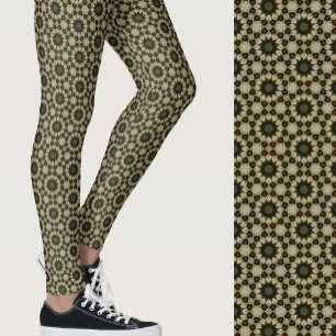 Legging Elegante padrão geométrico marrom e bege