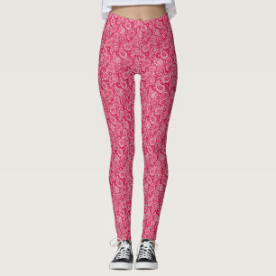 Legging Elegante padrão paisley vermelho