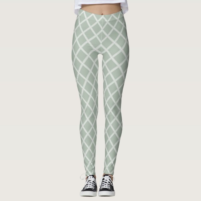 Legging Elegante Pastel Cor Verde Modelo Verde Moderno (Frente)
