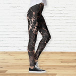 Legging Elegante Rosa de mármore negro Dourado<br><div class="desc">Um padrão elegante e tendencioso de mármore negro com realces de ouro rosa.</div>