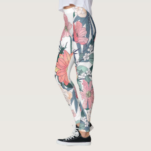 Legging Elegante rosa e azul aquarela Design