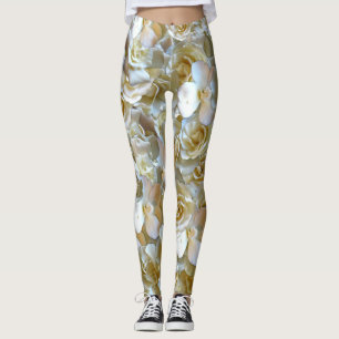 Legging Elegante Rosa Floral Padrão Petal