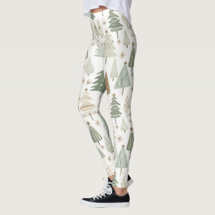 Legging Elegante Saga verde Árvores de Natal