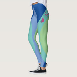 Legging Elegante Script Geométrico Azul Verde Sassy