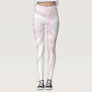Legging Elegante Sun Moon Doodle Mandala White Design