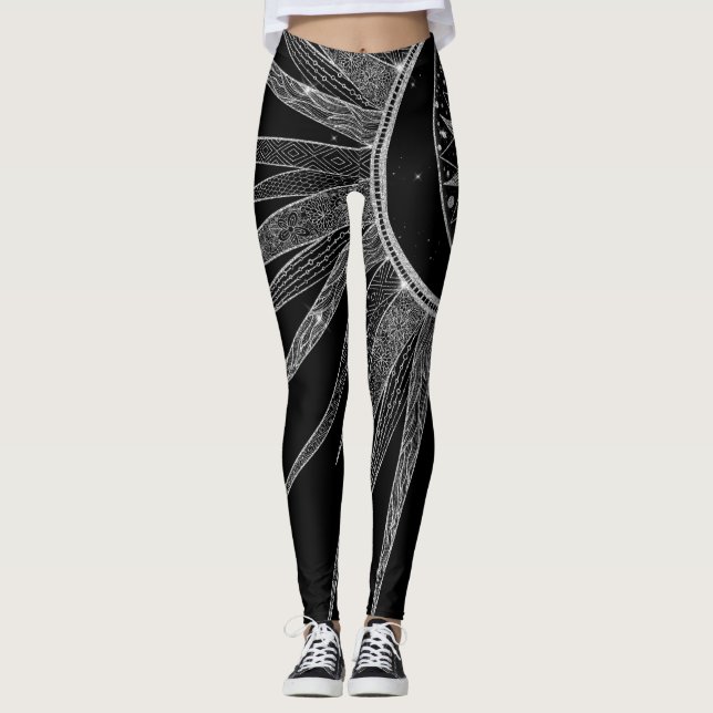 Legging Elegante Sun Moon Mandala Black Design (Frente)