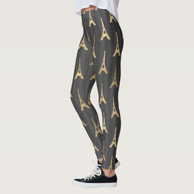 Legging Elegante Torre Eiffel França Amarelo preto Vertica (Esquerda)