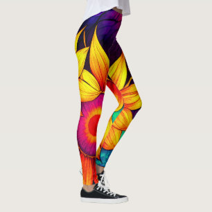 Legging Elegante Trabalho de arte de potência de girassol 