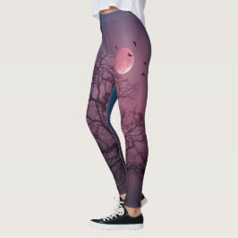 Legging Elegante Trabalho de arte de Tema da Árvore de Hal