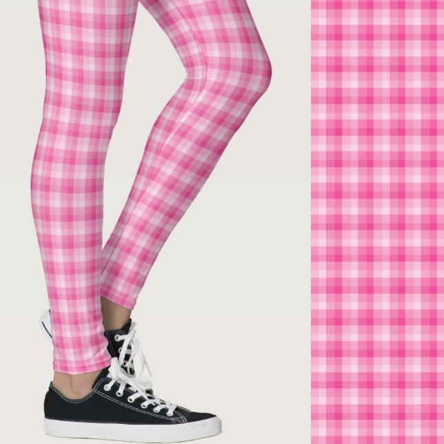 Legging Elegante xadrez rosa claro com padrão geométrico (Criador carregado)