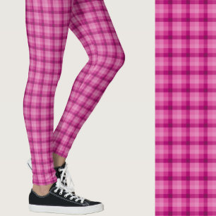 Legging Elegante xadrez rosa padrão geométrico
