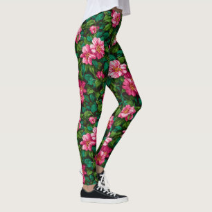Legging Elegantes Gardenias Cardio Exercício Brilhante