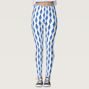 Legging Elemento de deco de arte em azul profundo