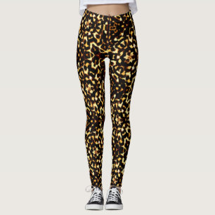 Legging Elemento étnico do leopardo geométrico castanho e