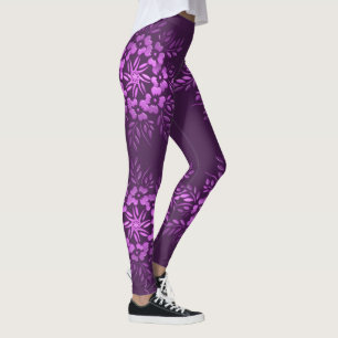 Legging Elemento floral do roxo dos círculos