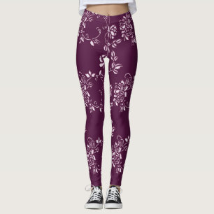 Legging Elemento retro roxo floral