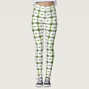 Legging Elementos da arte deco em verde-musgo