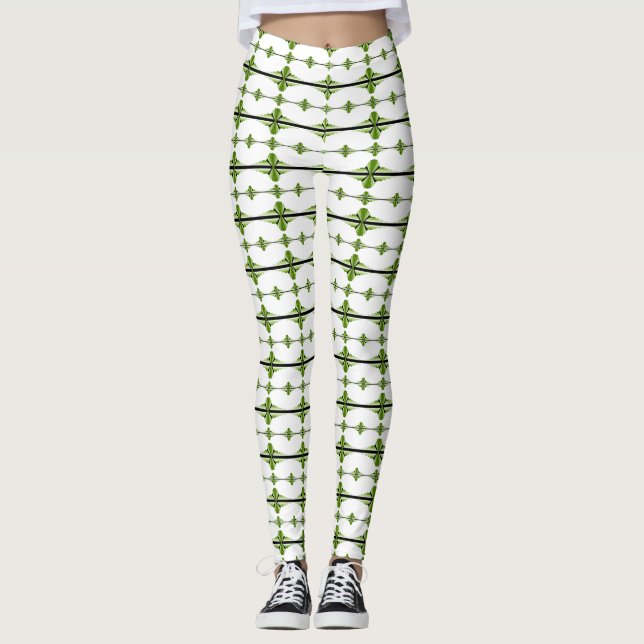 Legging Elementos da arte deco em verde-musgo (Frente)