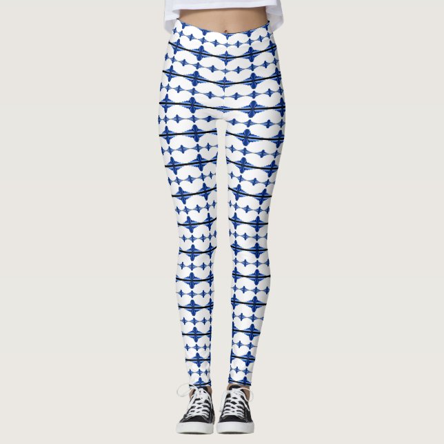 Legging Elementos da arte em azul profundo (Frente)