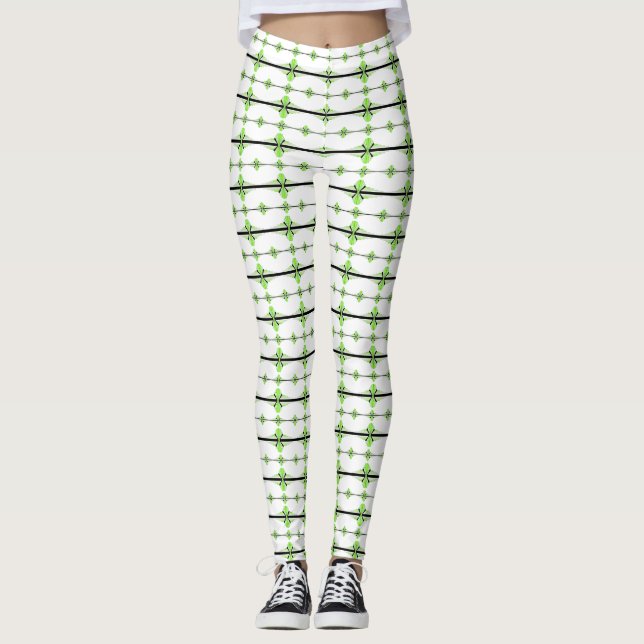 Legging Elementos da arte em verde limão pastel (Frente)