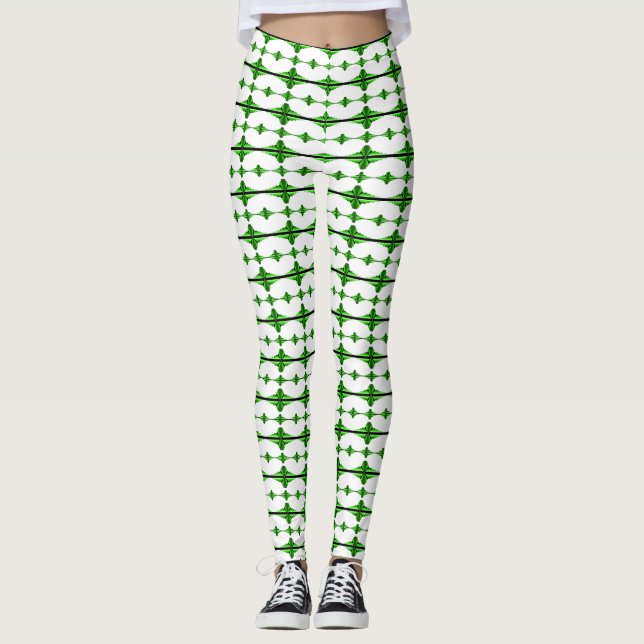 Legging Elementos da arte em verde profundo (Frente)