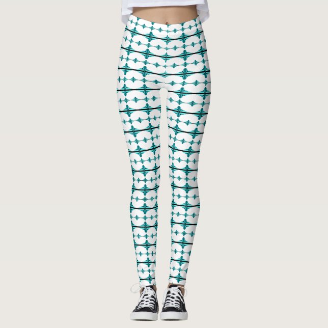 Legging Elementos da arte em verde-real (Frente)