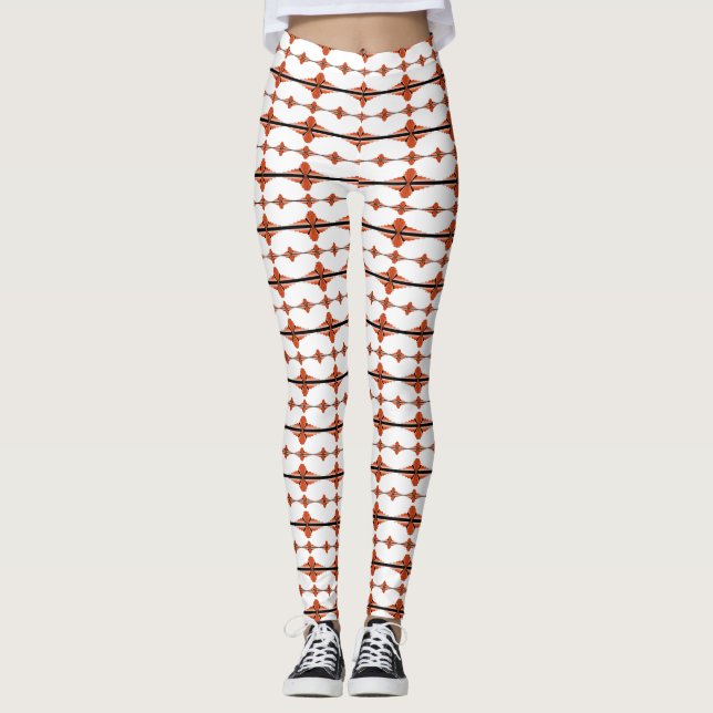 Legging Elementos de arte deco em laranja profundo (Frente)