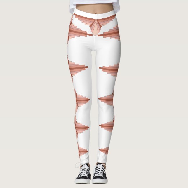 Legging Elementos de arte deco numa paleta dourada rosa (Frente)